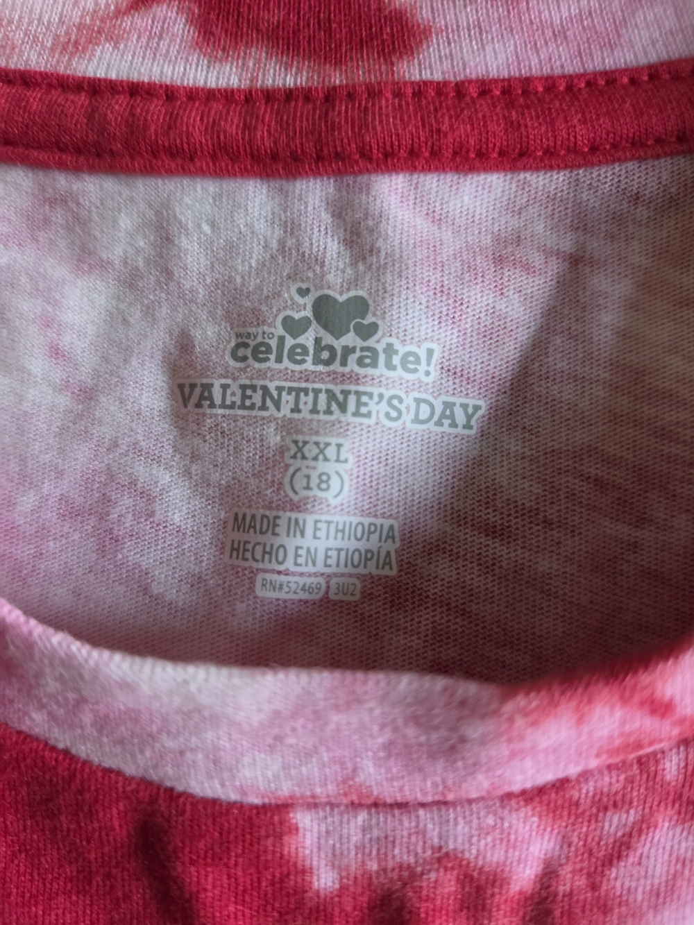 Celebrate! Valentine's Day Pink Tie-Dye Short Sleeve Tee - XXL